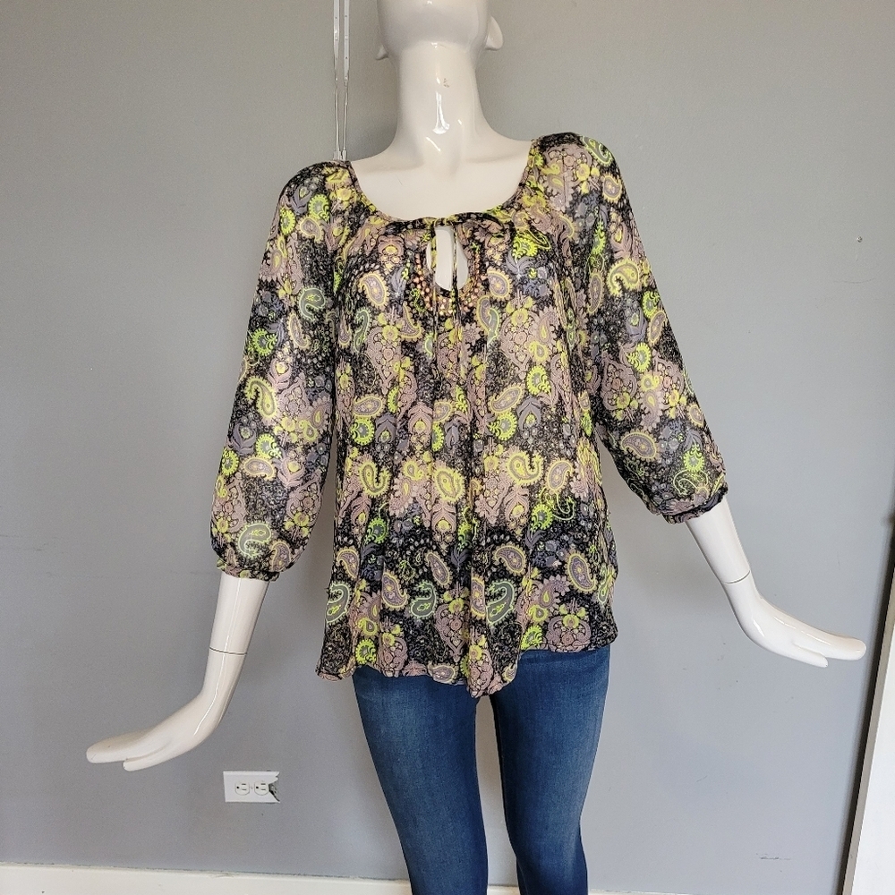 Princess Vera Wang Sheer Peasant Top, VGUC, Size M